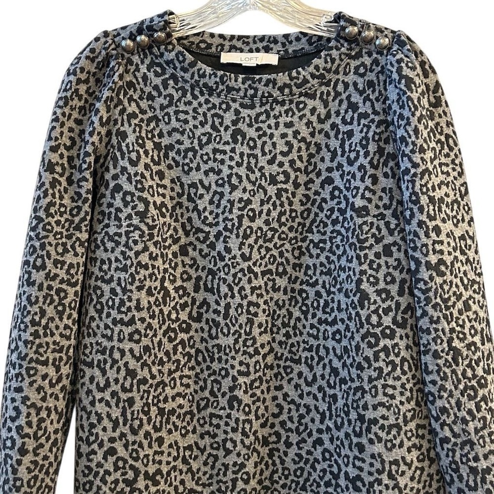 Loft Leopard Print Button Shoulder Shift Dress Wo… - image 3